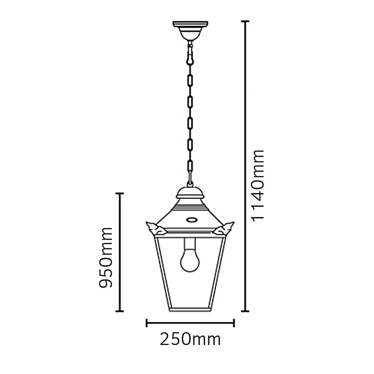 Chelsea 1 Light Chain Lantern - Copper IP44 E27 - Image 6