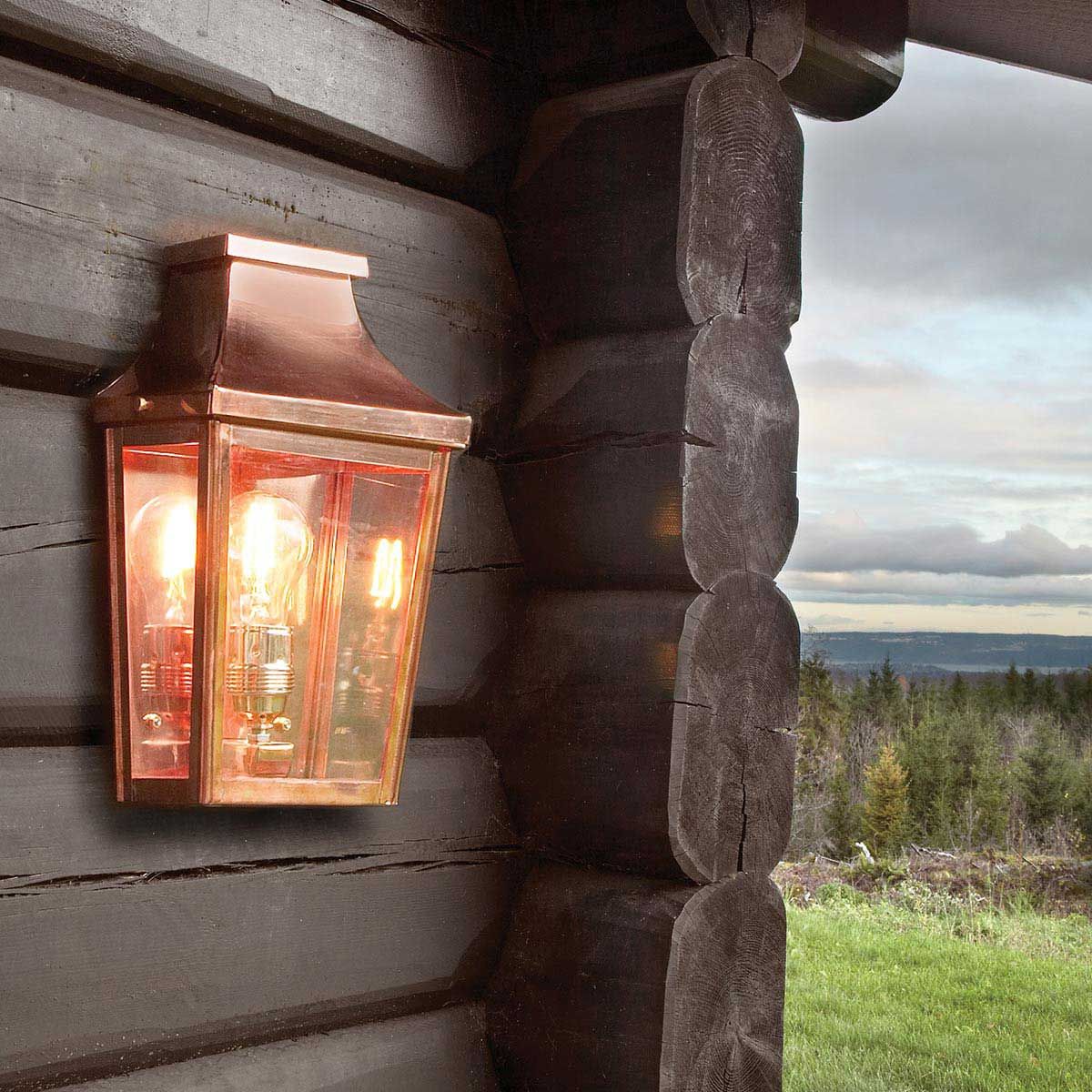 Chelsea 1 Light Small/Large Half Lantern - Copper E27 IP44 - Image 6