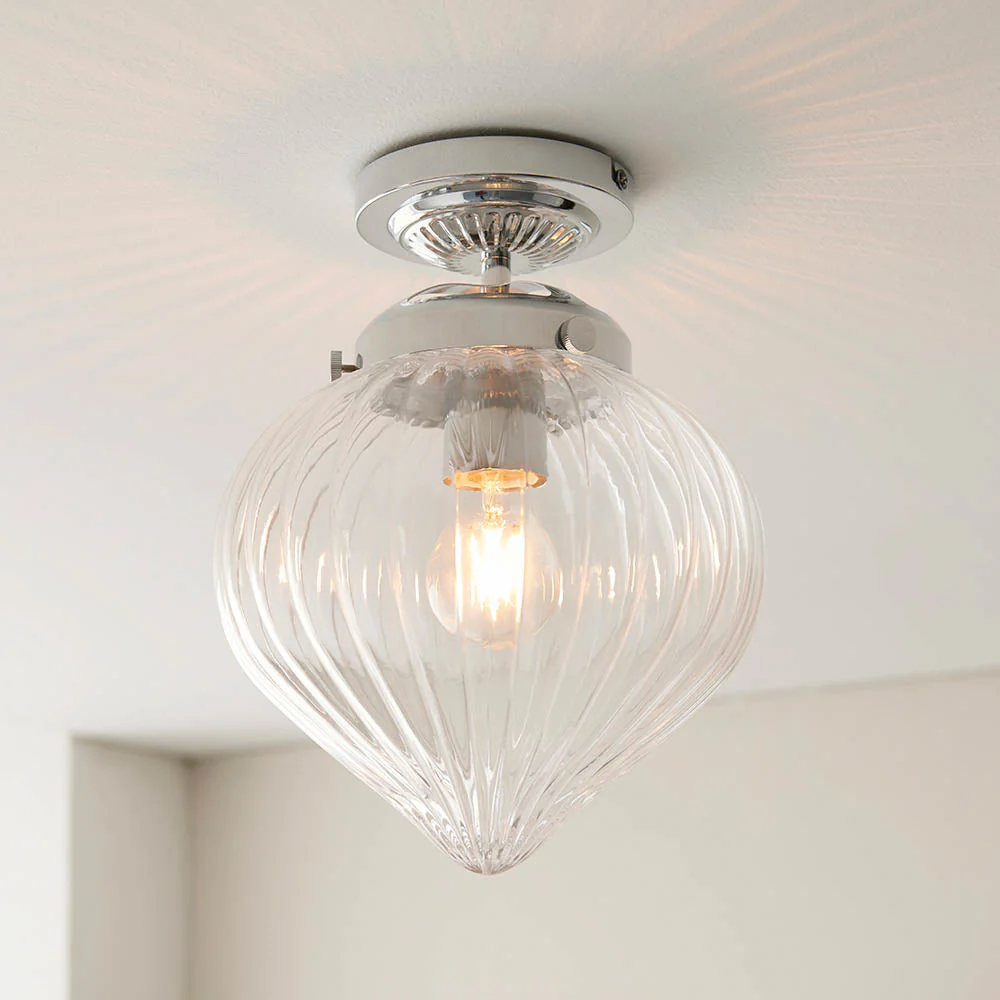 Cheshire Flush Bathroom Centre Ceiling Light IP44 - Chrome - Image 2