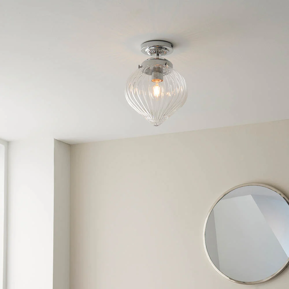 Cheshire Flush Bathroom Centre Ceiling Light IP44 - Chrome - Image 3