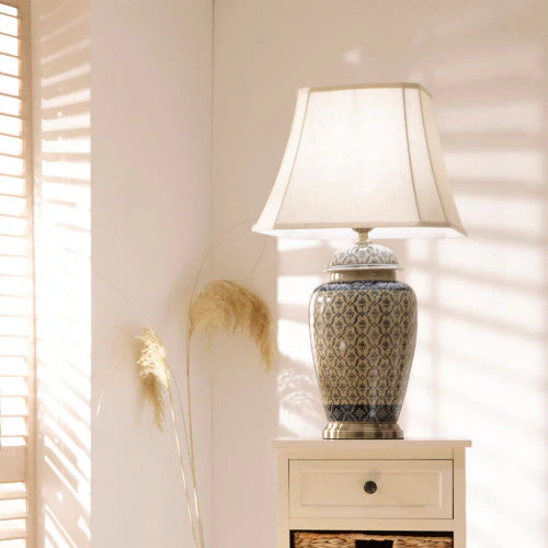 Chika Blue and White Ceramic Ginger Jar Table Lamp - Image 2