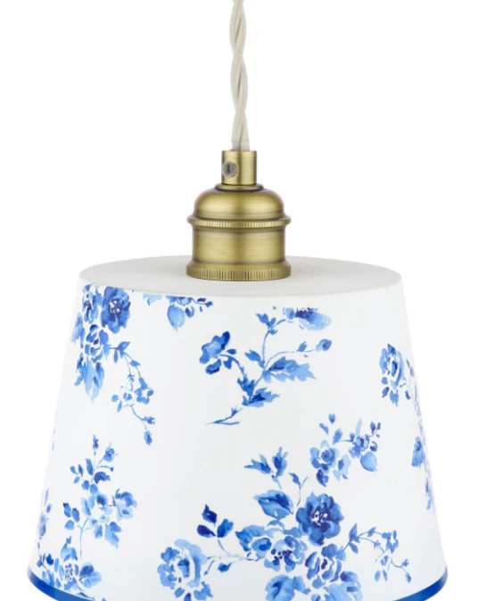 China Rose Pendant Matt Blue and Matt Antique Brass - Image 2