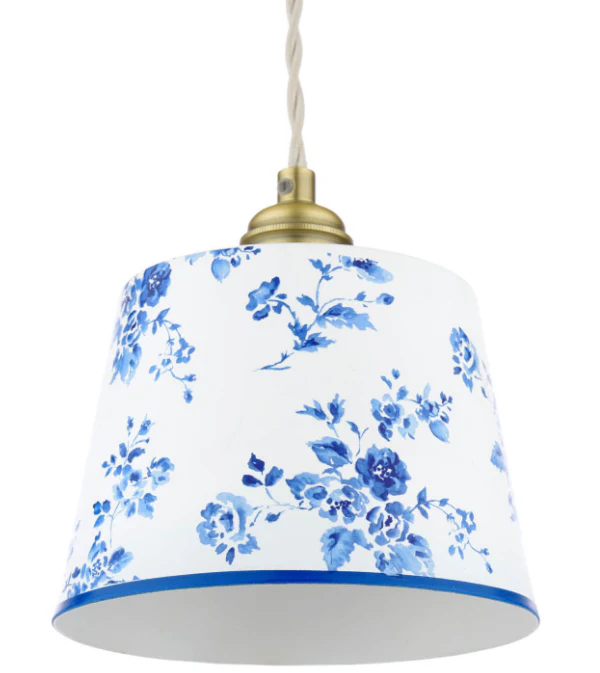 China Rose Pendant Matt Blue and Matt Antique Brass - Image 3