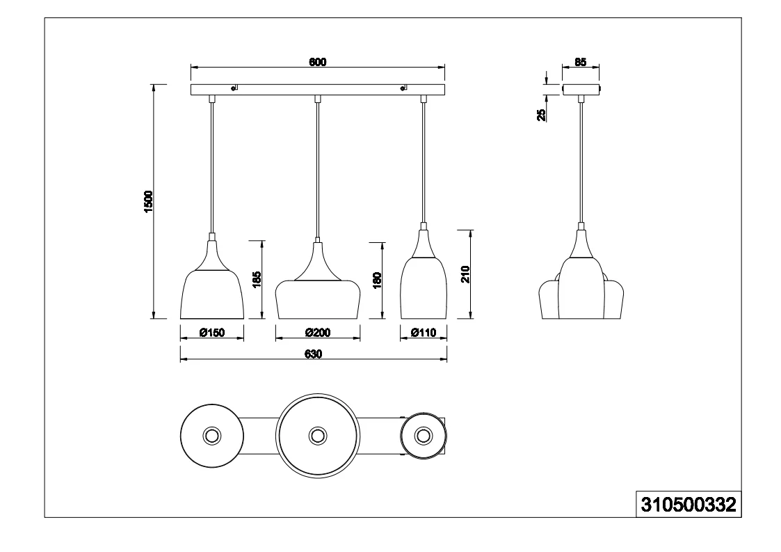 Chiraz 3/6Lt Linear Pendant - Image 2