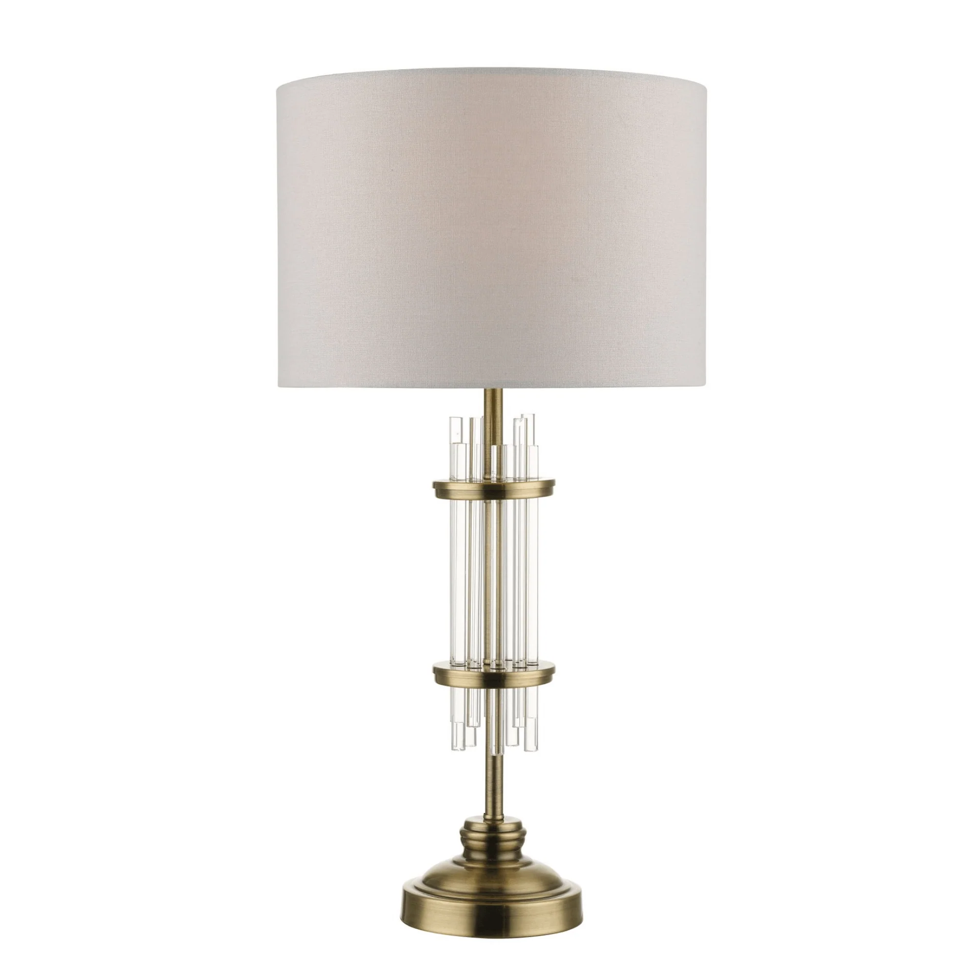 Chrysler Antique Brass and Crystal Table Lamp c/w Shade