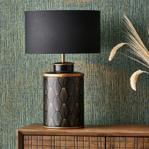 Chrysler Black Art Deco Hand Painted Table Lamp  - Base Only - Image 2