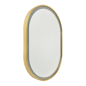 Cian CCT LED Oval Framed Mirror Motion/Demist, Satin brass/ Black Finish - Image 3
