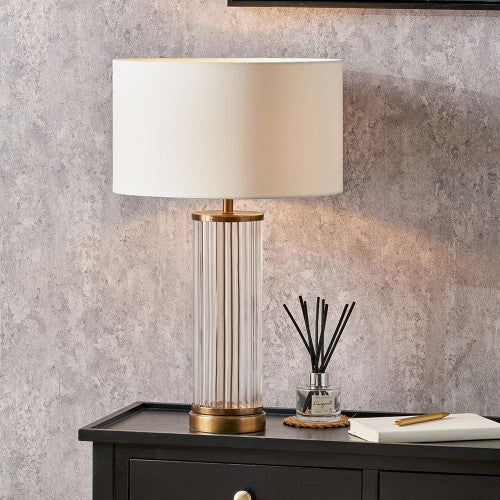 Ciara Clear Glass Metal Table Lamp Base- Antique Brass & Bronze Finishes - Image 8