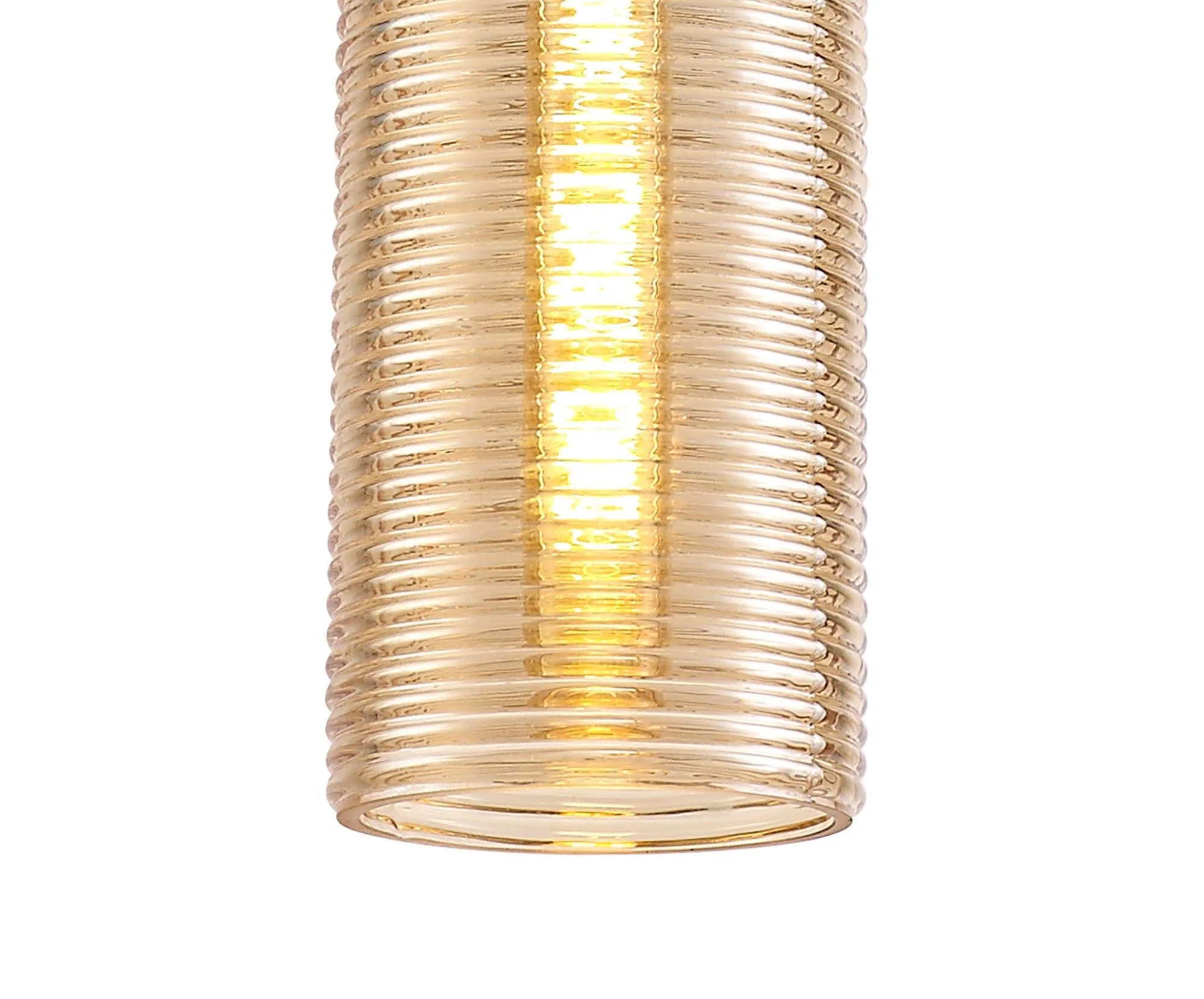 Cinto Single Cone/Tube Pendant 1 Light E27, Black/Amber Glass - Image 3