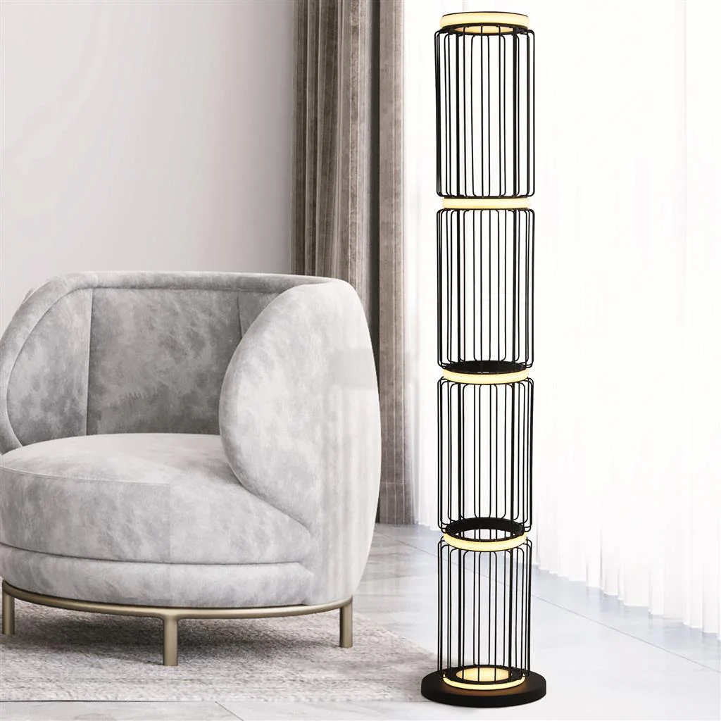 Circolo Black Cage Floor Lamp Integrated LED - Image 4