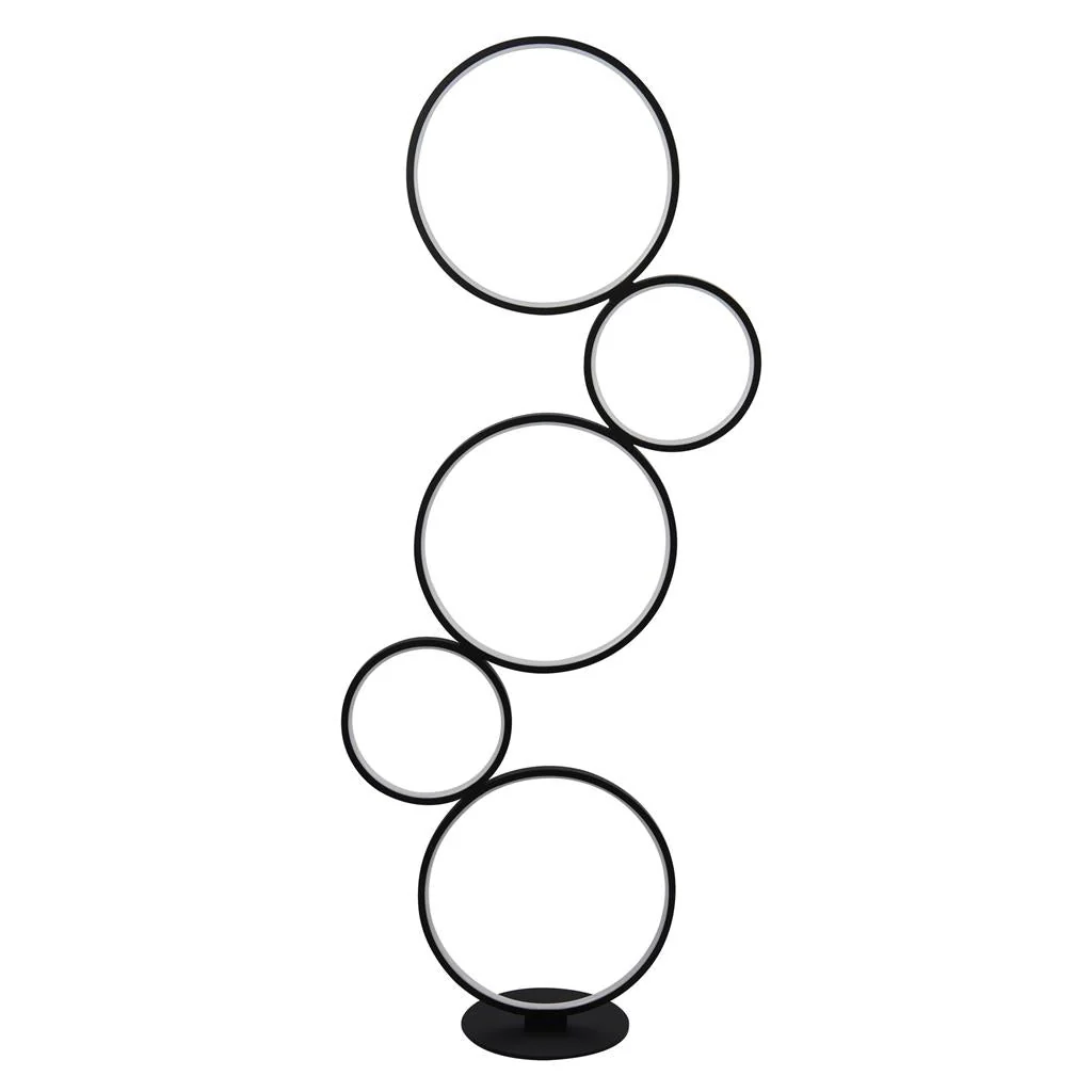 Cirque 5Lt Ring Floor Lamp - Black Metal & Opal Silicon Integrated LED - Image 2