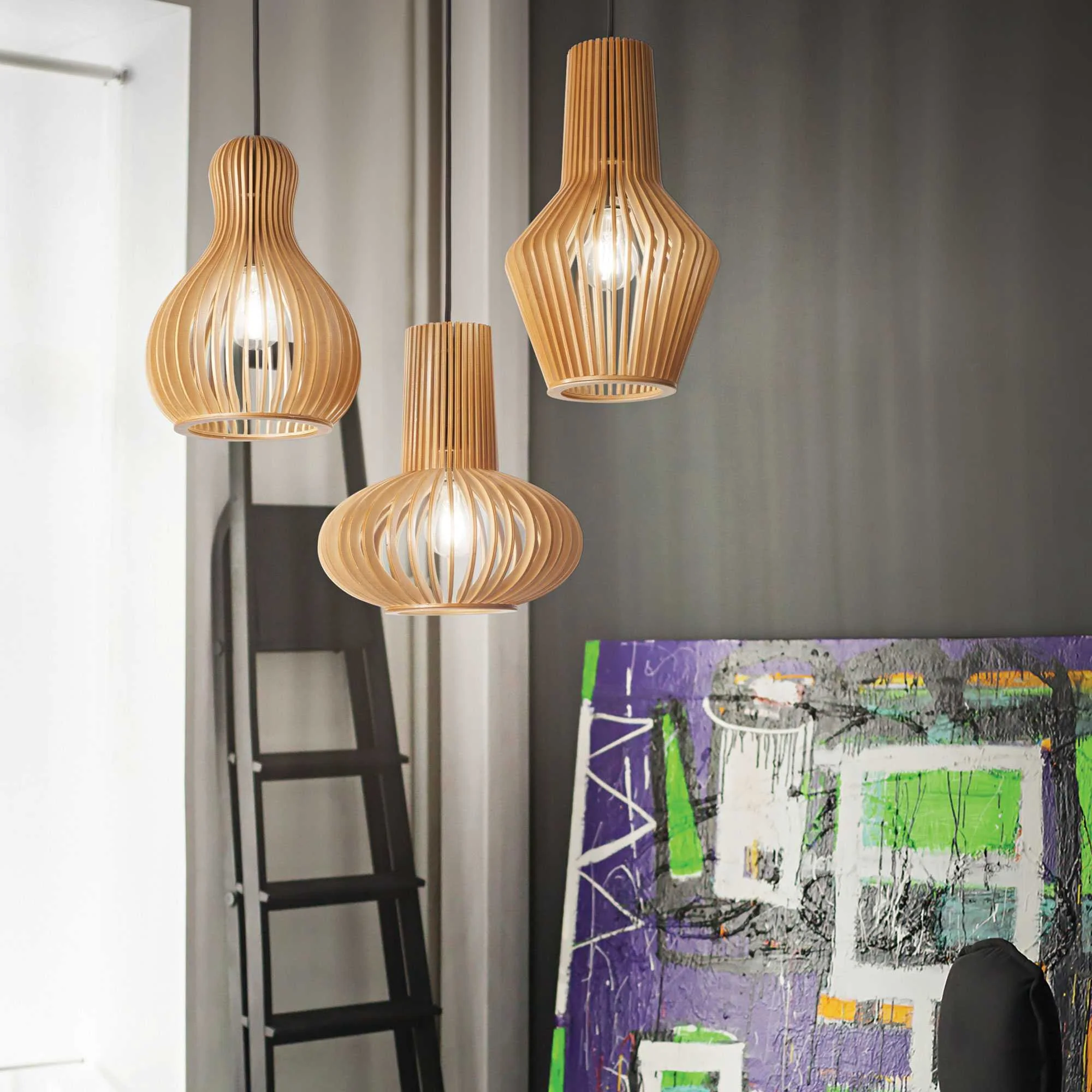 Citrus Pendant various Shape - Wood Finish - Image 4