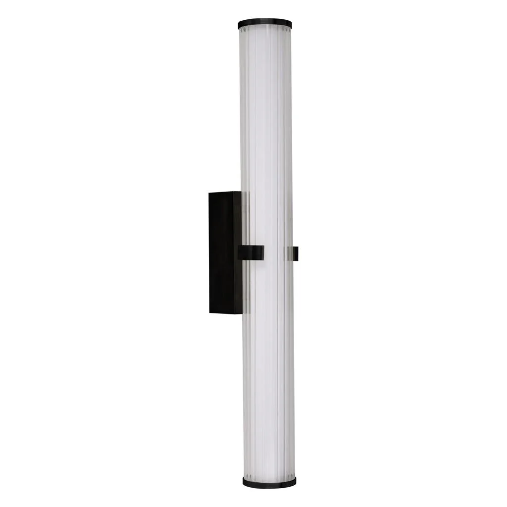 Clamp Small/Large Bathroom Wall Light IP44 - Black/Gold Metal, Ribbed Clear & Opal Glass - Image 3