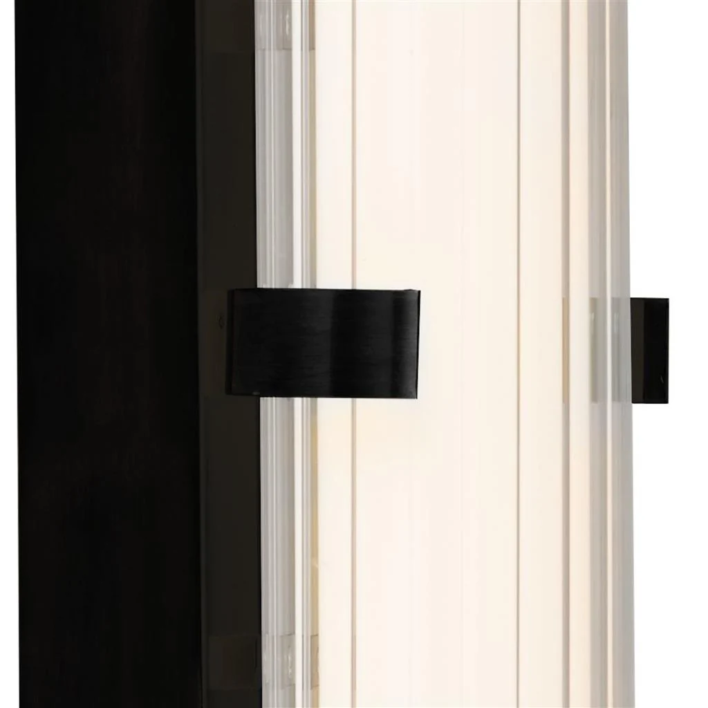 Clamp Small/Large Bathroom Wall Light IP44 - Black/Gold Metal, Ribbed Clear & Opal Glass - Image 4