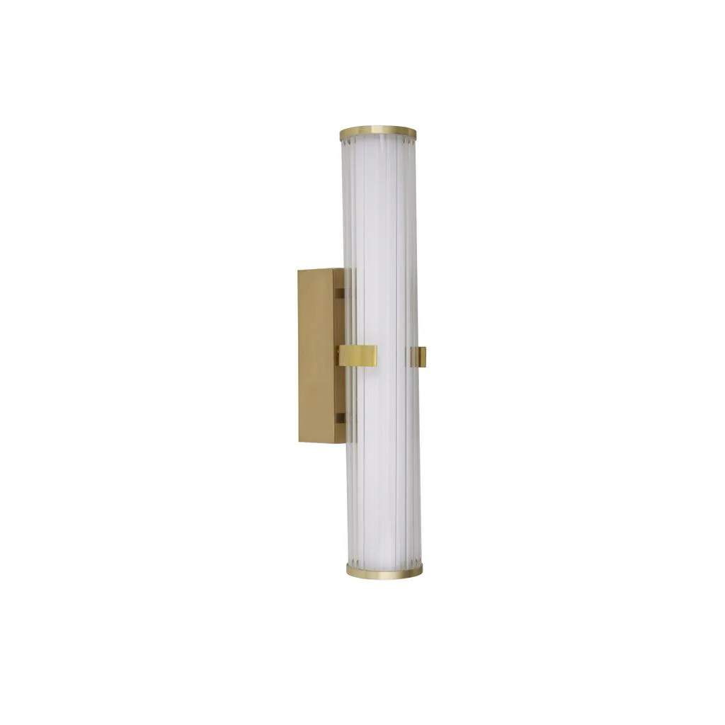 Clamp Small/Large Bathroom Wall Light IP44 - Black/Gold Metal, Ribbed Clear & Opal Glass - Image 6