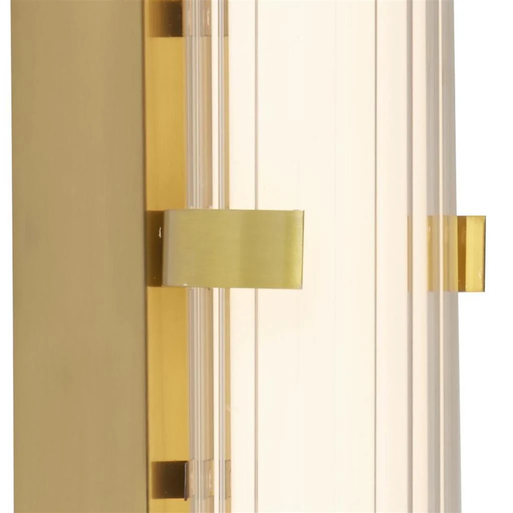 Clamp Small/Large Bathroom Wall Light IP44 - Black/Gold Metal, Ribbed Clear & Opal Glass - Image 7