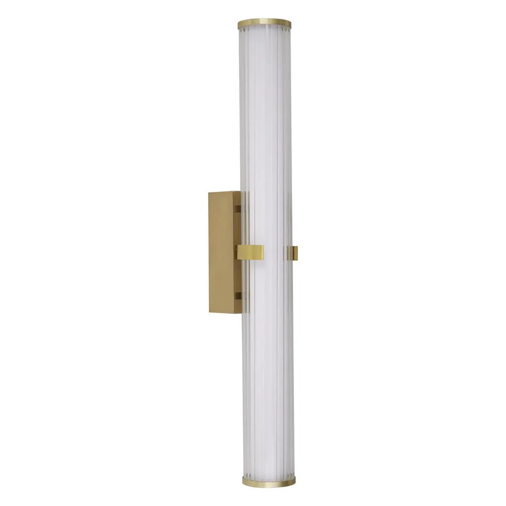 Clamp Small/Large Bathroom Wall Light IP44 - Black/Gold Metal, Ribbed Clear & Opal Glass - Image 9