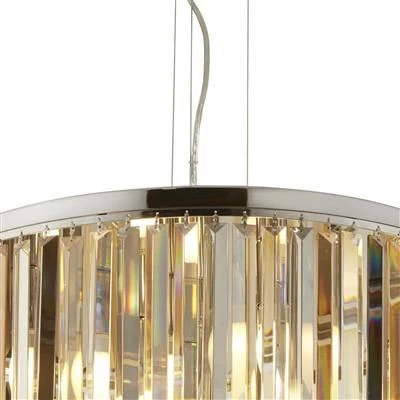 Clarissa 5 Lt Drum Pendant Light - Chrome & Glass Prisms - Image 3
