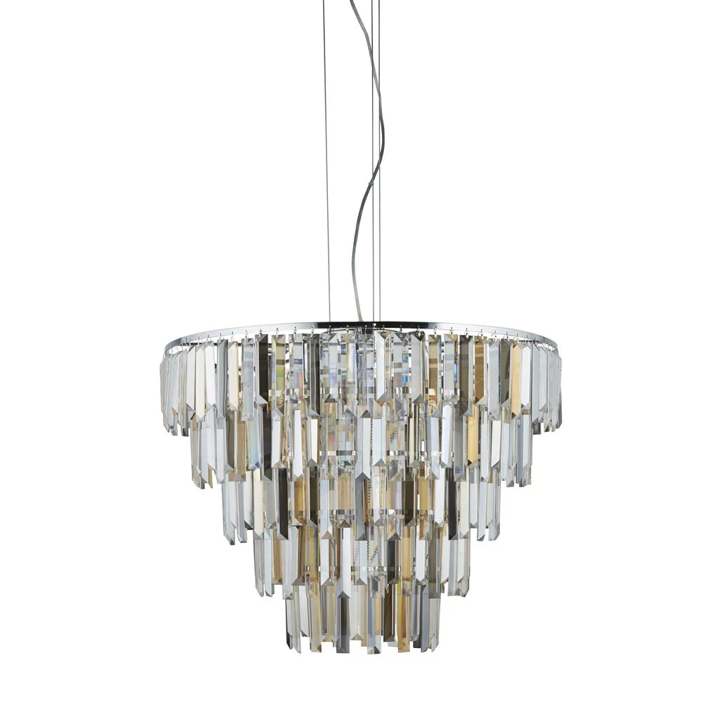 Clarissa 9 Lt Pendant - Chrome & Clear, Smoked & Amber Glass - Image 2