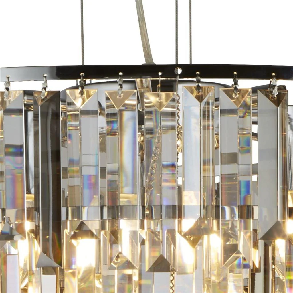 Clarissa 9 Lt Pendant - Chrome & Clear, Smoked & Amber Glass - Image 3
