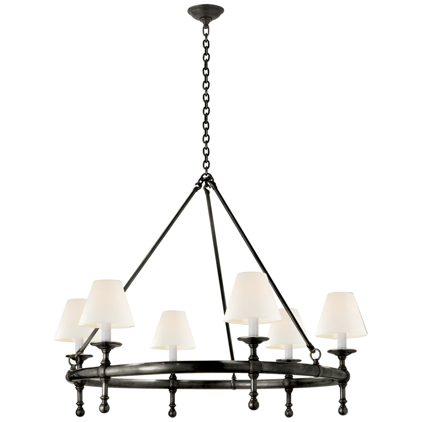 Classic 6Lt Ring Chandelier - Antique Brass/Bronze - Image 2