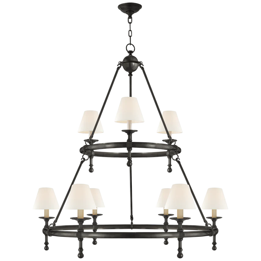 Classic Two-Tier Ring Chandelier- Bronze/ Antique Brass - Image 2
