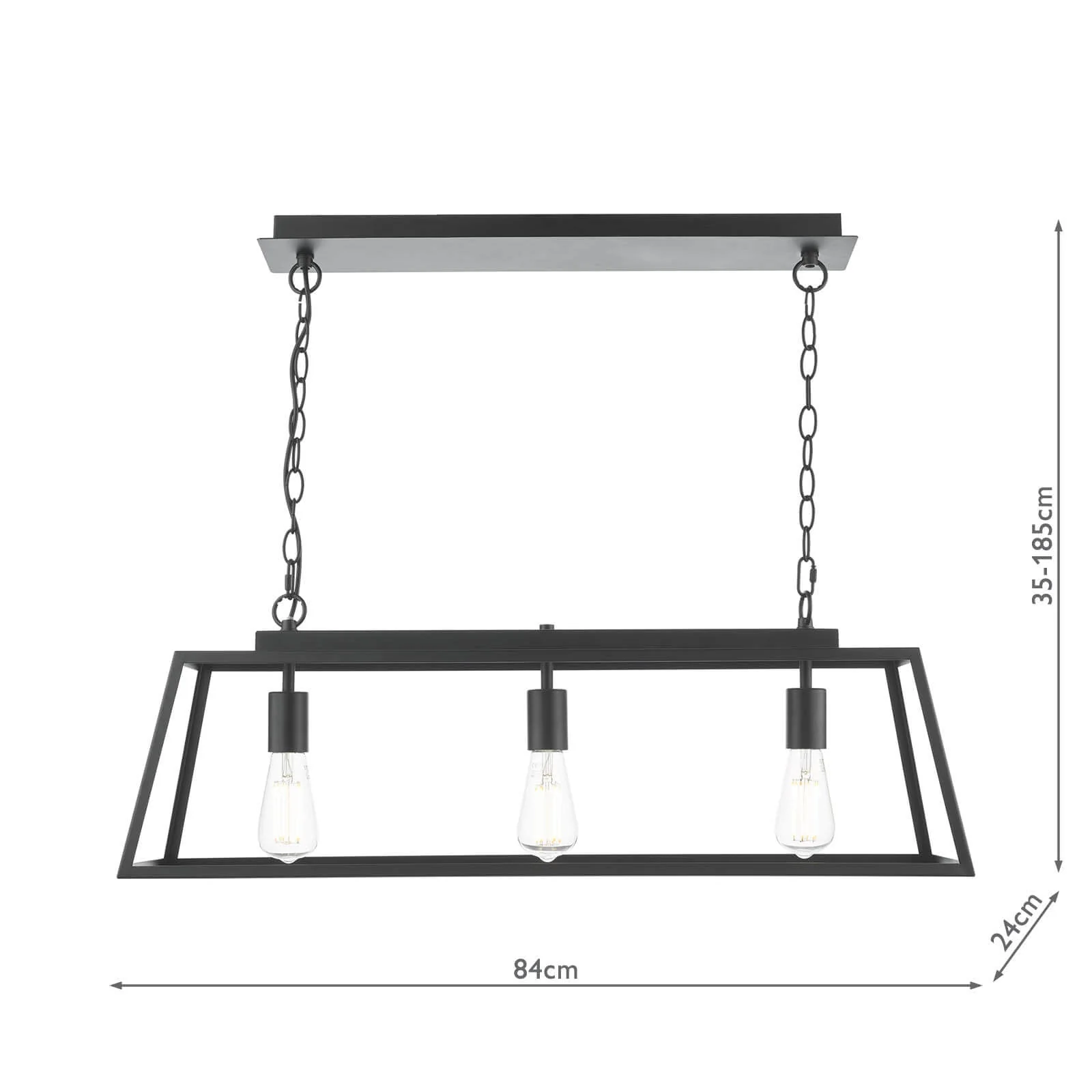 Claudia 3 Light Kitchen Light Matt Black - Image 7