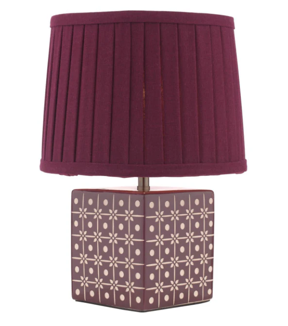 Claudina Table Lamp Purple Ceramic and Antique Brass With Shade
