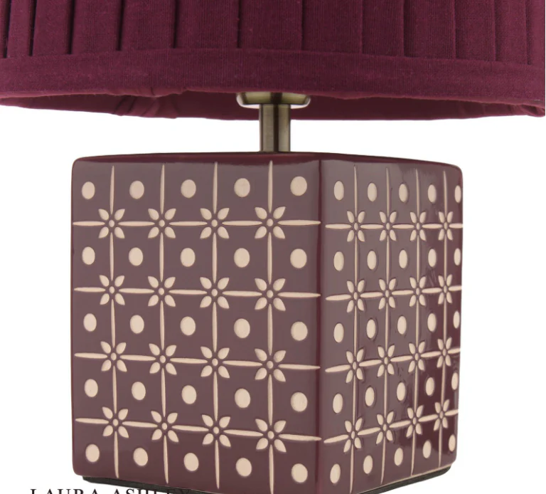Claudina Table Lamp Purple Ceramic and Antique Brass With Shade - Image 3