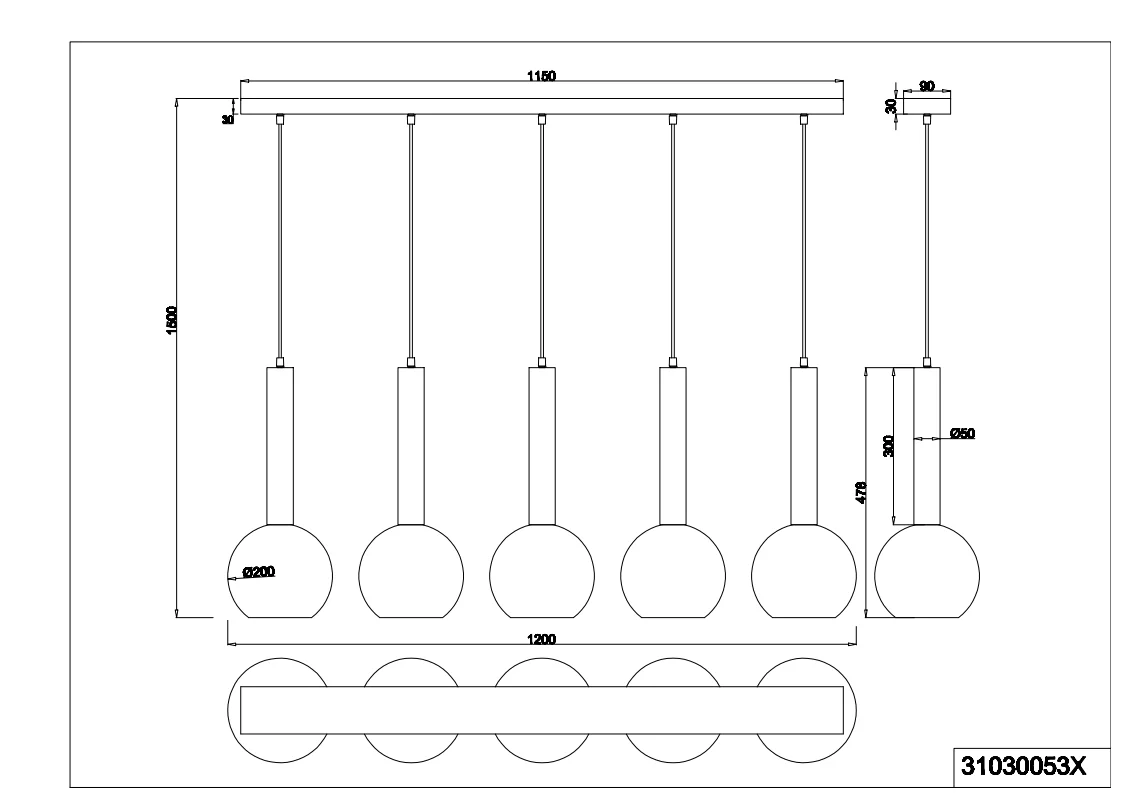 Clayton 5Lt Linear Pendant - Image 2