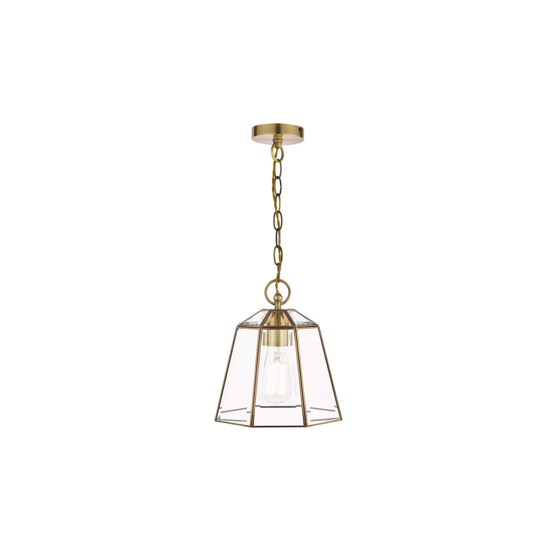 Clayton Pendant - Polished Silver/ Antique Brass Glass