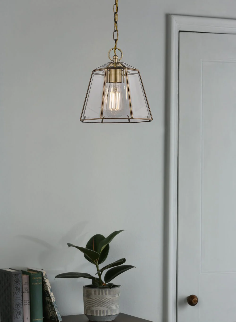 Clayton Pendant - Polished Silver/ Antique Brass Glass - Image 4