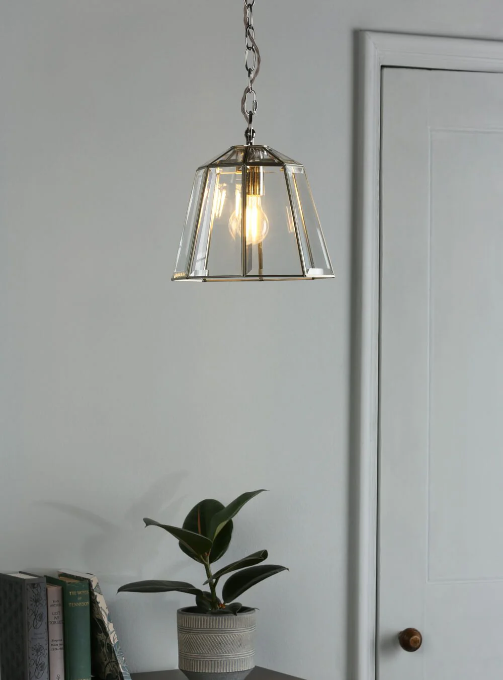 Clayton Pendant - Polished Silver/ Antique Brass Glass - Image 7