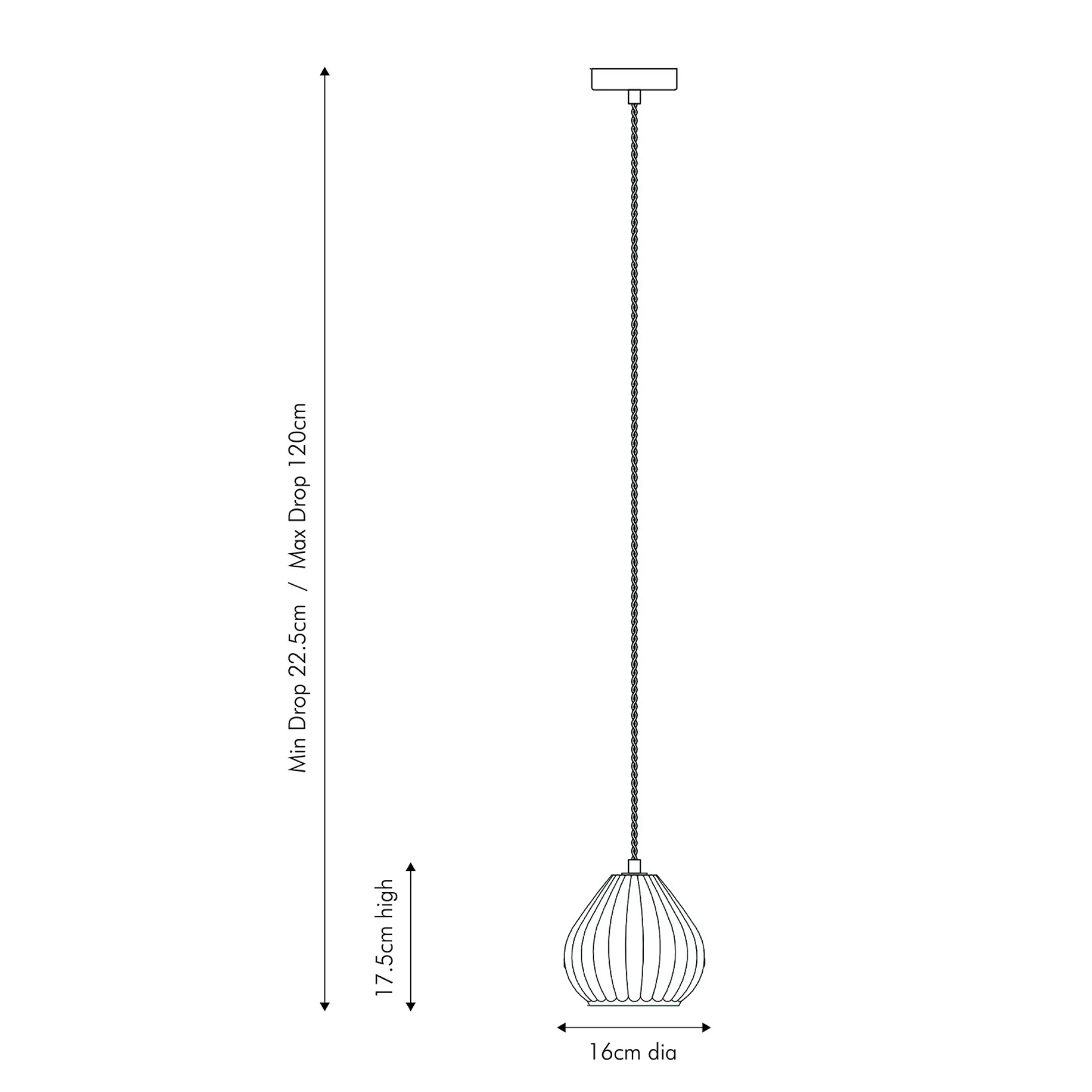 Clear Ribbed Glass Pendant - Image 3