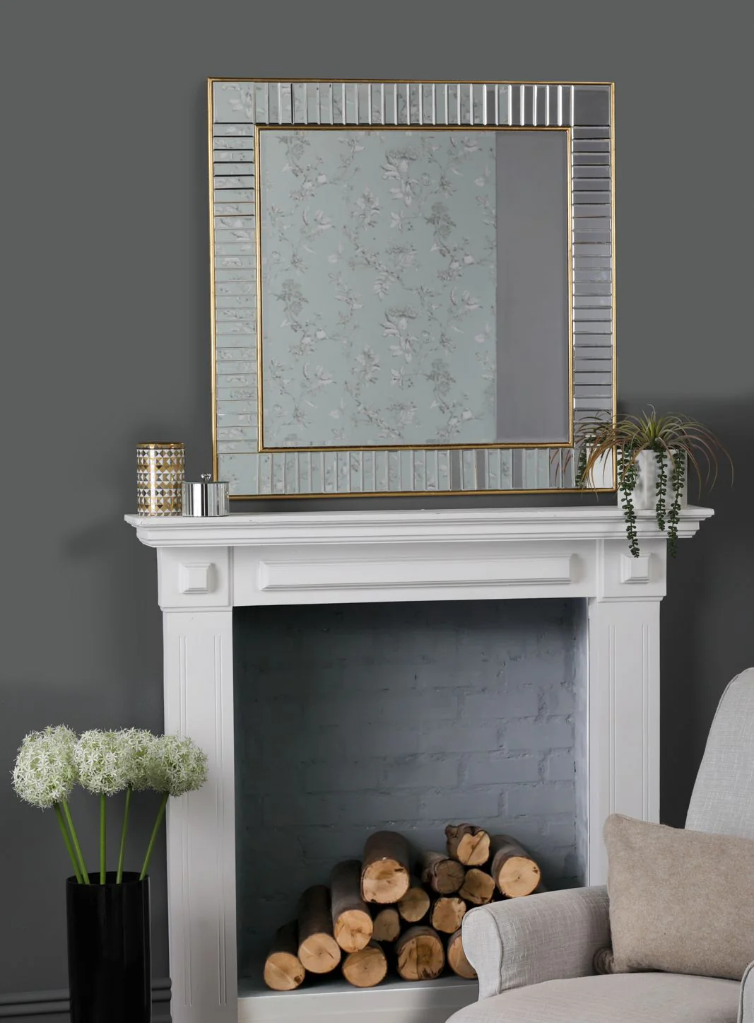 Clemence Mirror Gold Leaf -Square - Image 3