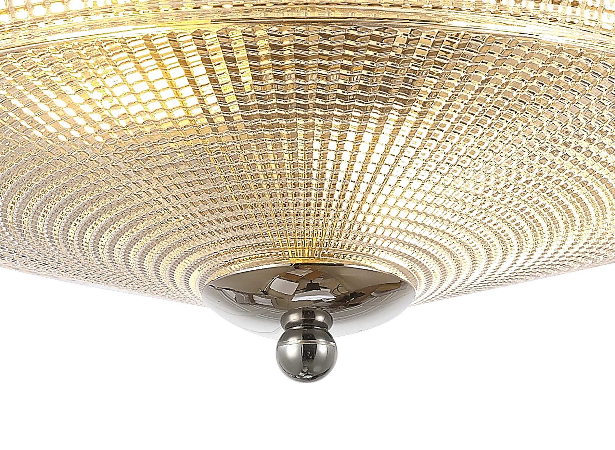 Cleron 2 Light E27 Flush Ceiling Light, Antique Brass, Satin Nickel, Polished Nickel / Prismatic Glass - Image 5