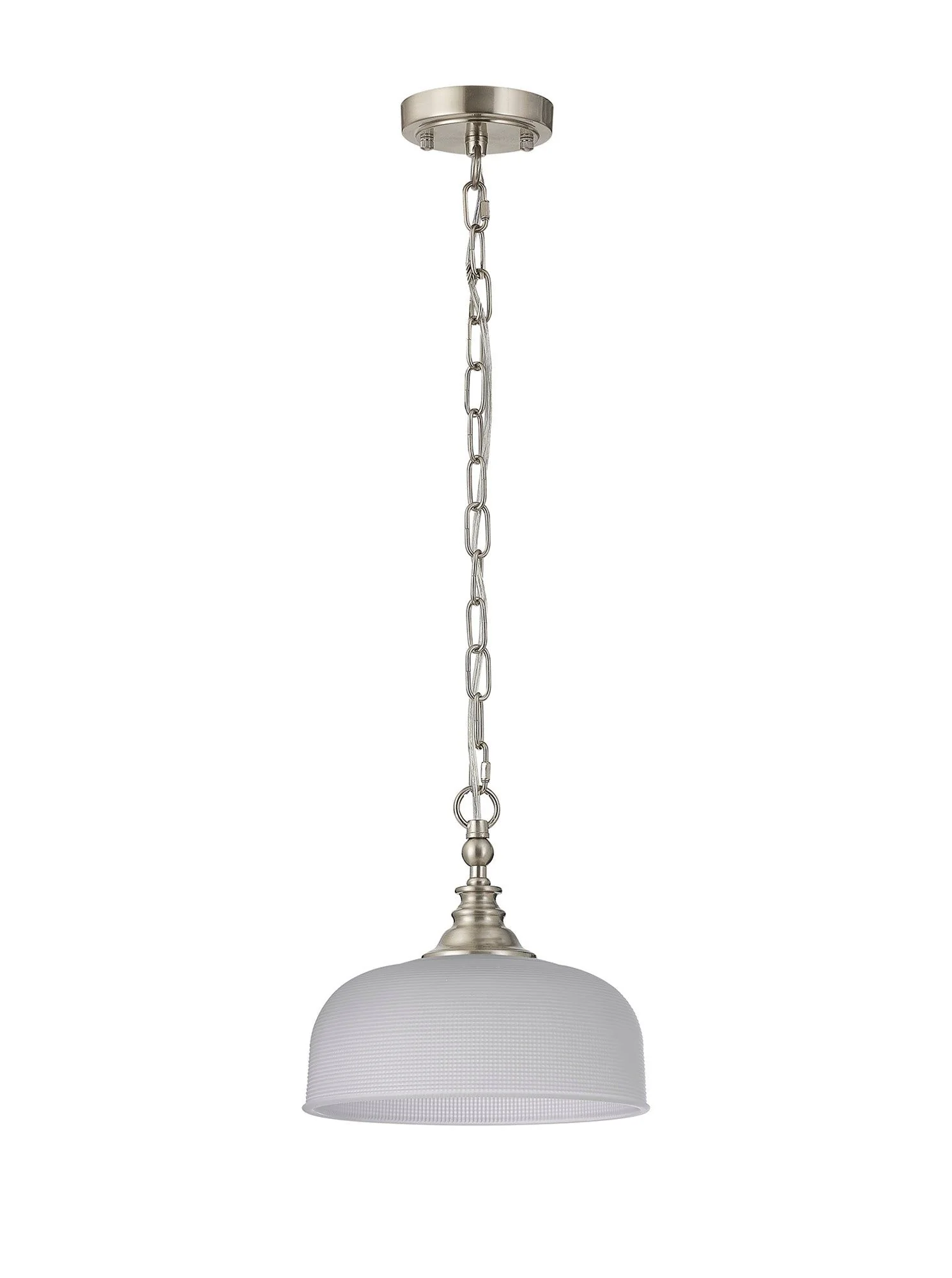 Cleron Flush / Single Pendant, 1 Light Adjustable E27, Polished Nickel, Antique Brass, Satin Nickel / Prismatic Glass - Image 11