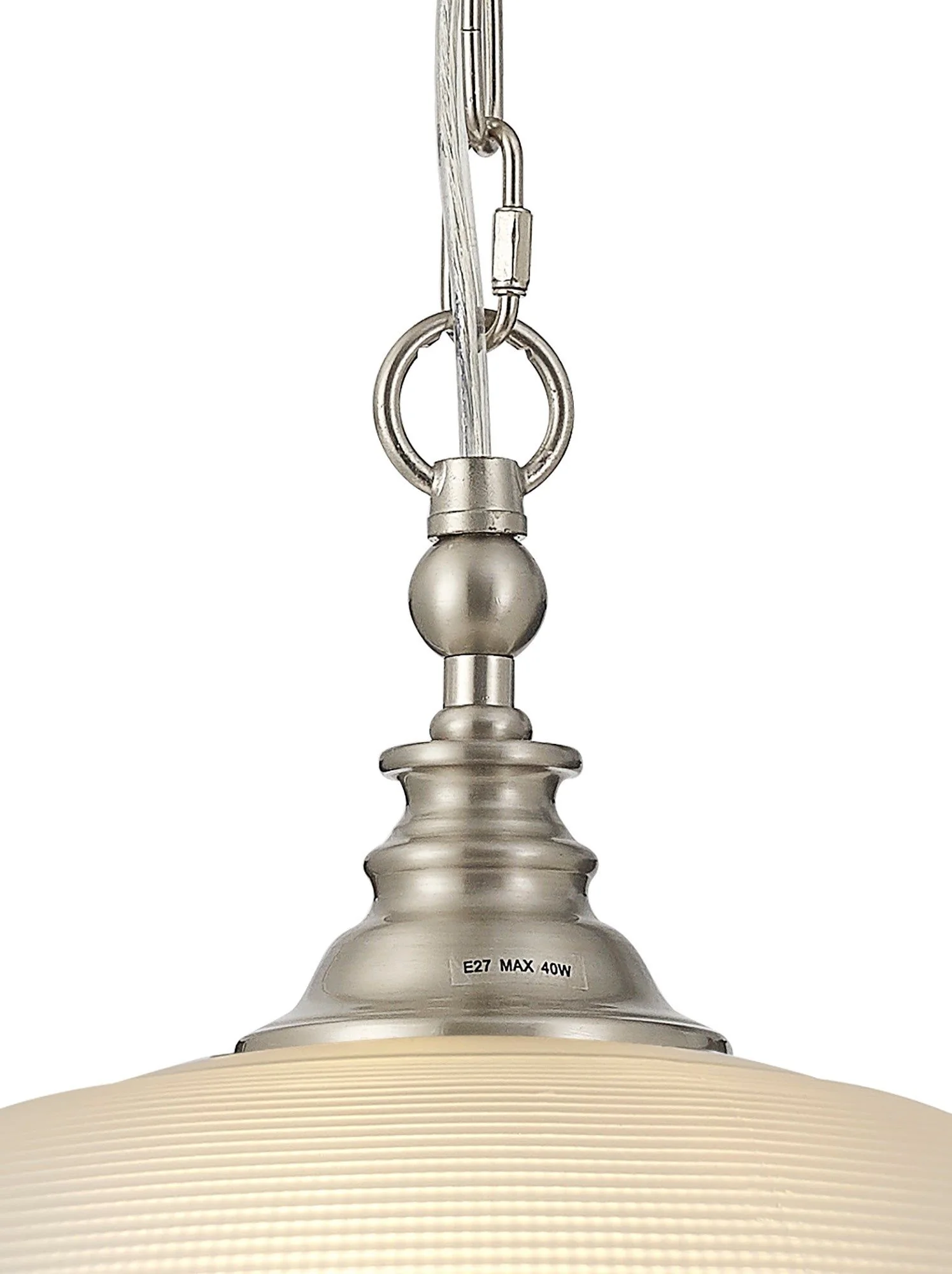 Cleron Flush / Single Pendant, 1 Light Adjustable E27, Polished Nickel, Antique Brass, Satin Nickel / Prismatic Glass - Image 12