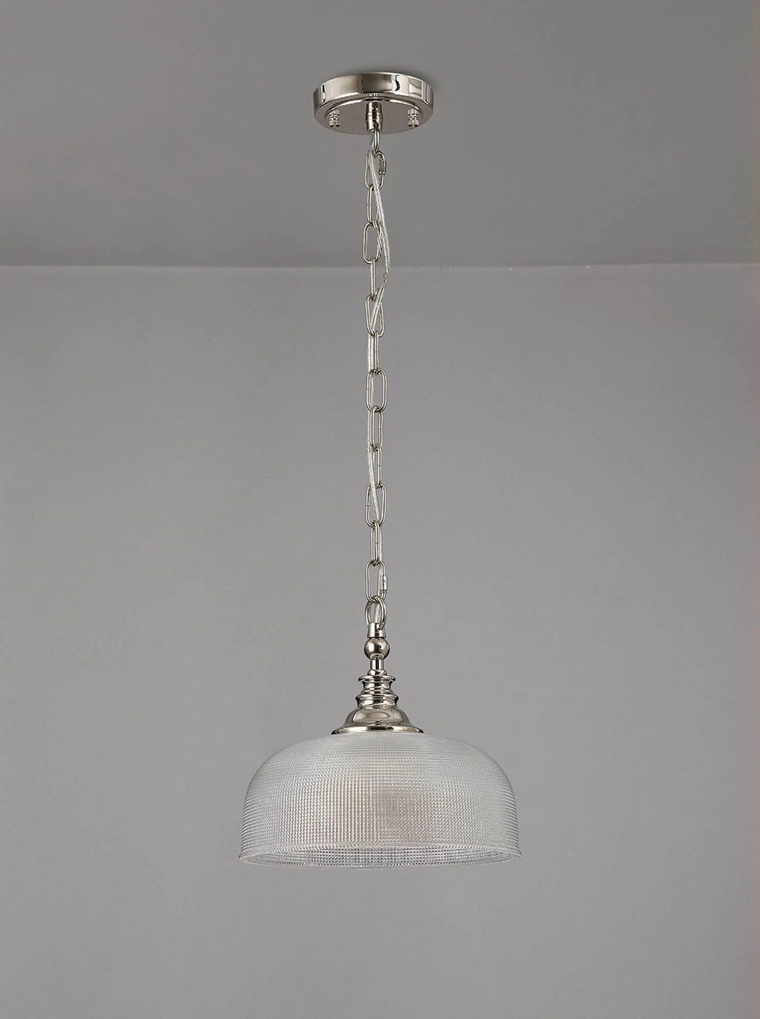 Cleron Flush / Single Pendant, 1 Light Adjustable E27, Polished Nickel, Antique Brass, Satin Nickel / Prismatic Glass - Image 2