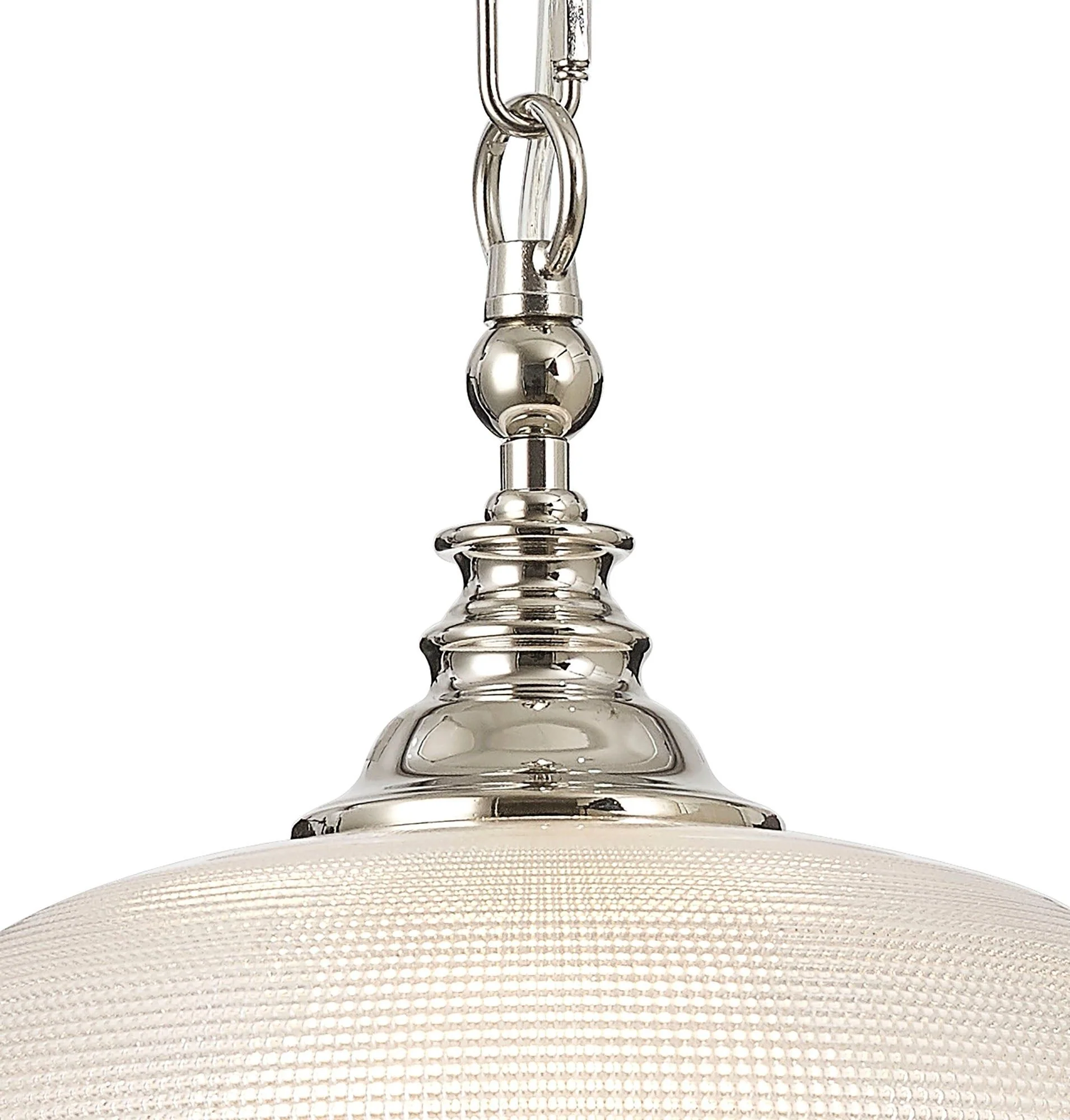 Cleron Flush / Single Pendant, 1 Light Adjustable E27, Polished Nickel, Antique Brass, Satin Nickel / Prismatic Glass - Image 3