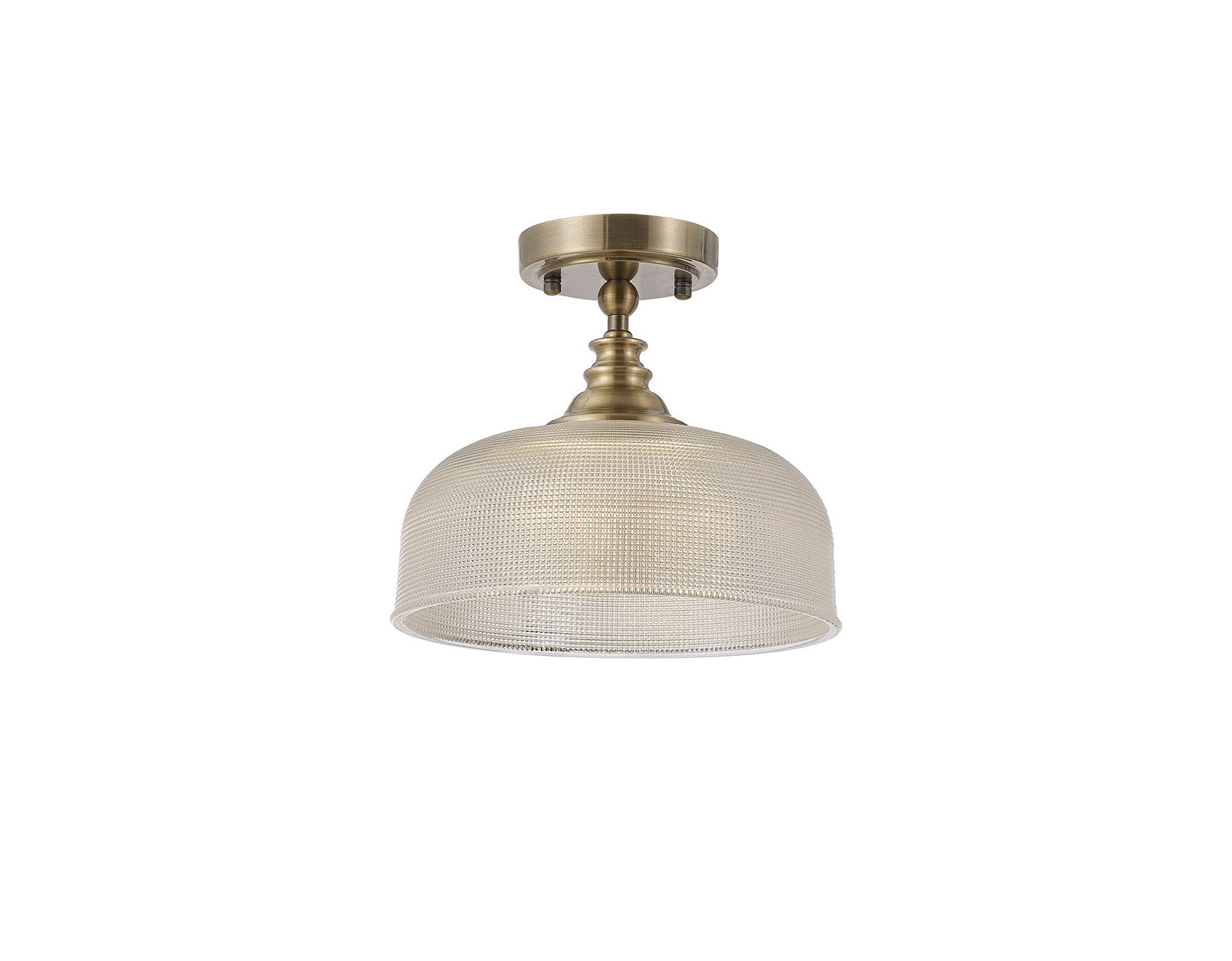 Cleron Flush / Single Pendant, 1 Light Adjustable E27, Polished Nickel, Antique Brass, Satin Nickel / Prismatic Glass - Image 7