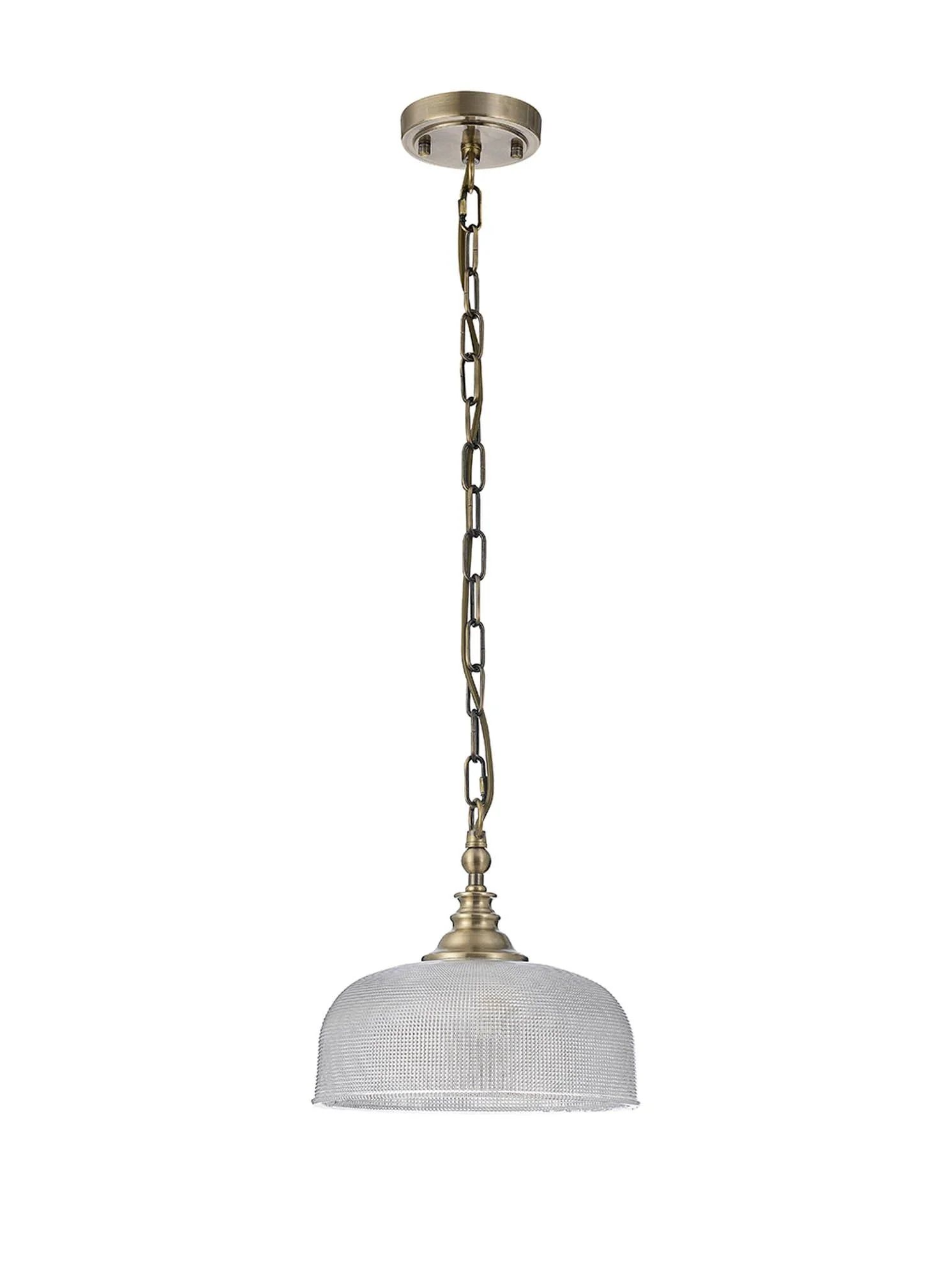 Cleron Flush / Single Pendant, 1 Light Adjustable E27, Polished Nickel, Antique Brass, Satin Nickel / Prismatic Glass - Image 9