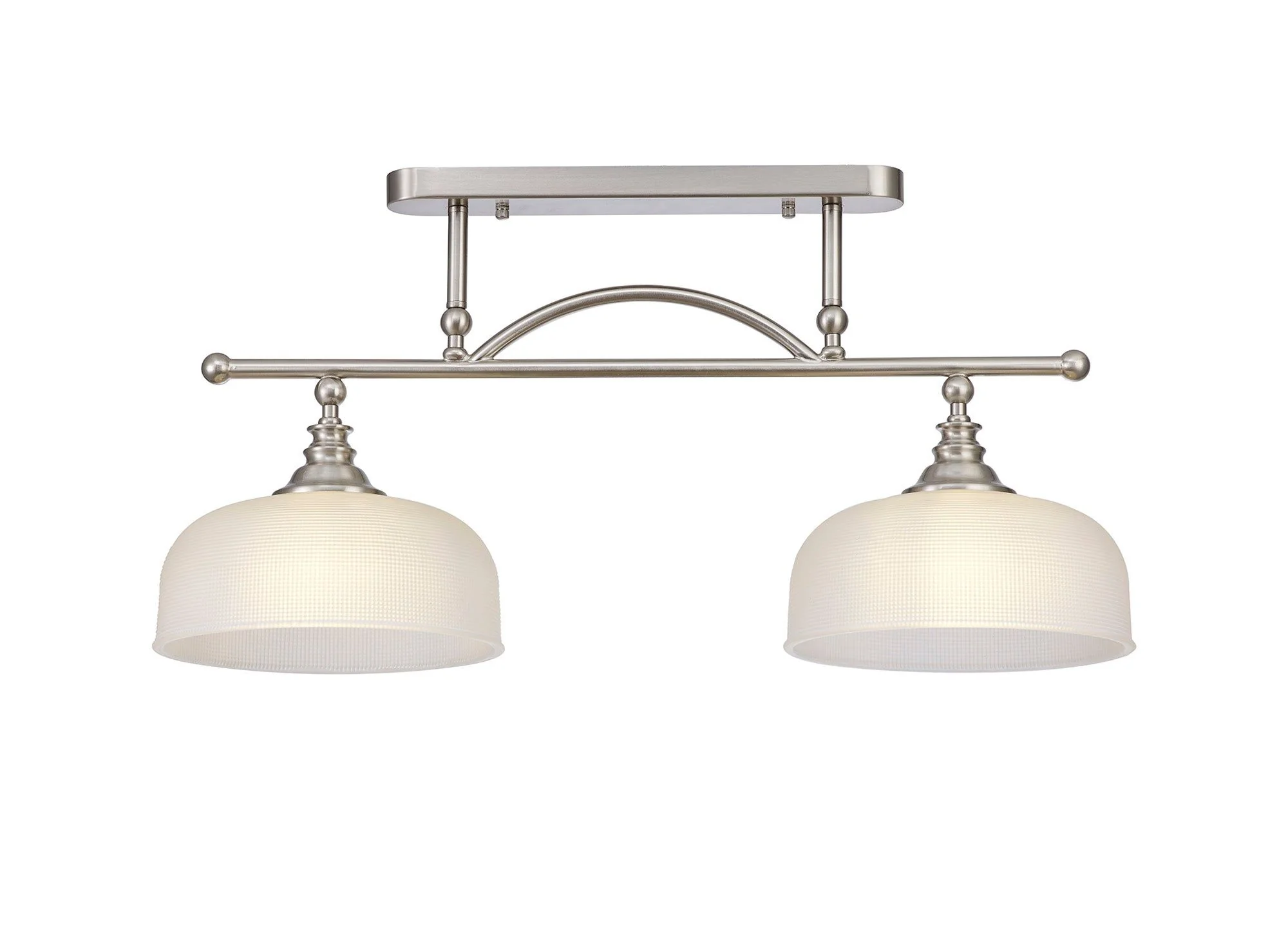 Cleron Semi Flush / Kitchen Light, 2/3, Satin Nickel, Polished Nickel, Antique Brass / Prismatic Glass - Image 18