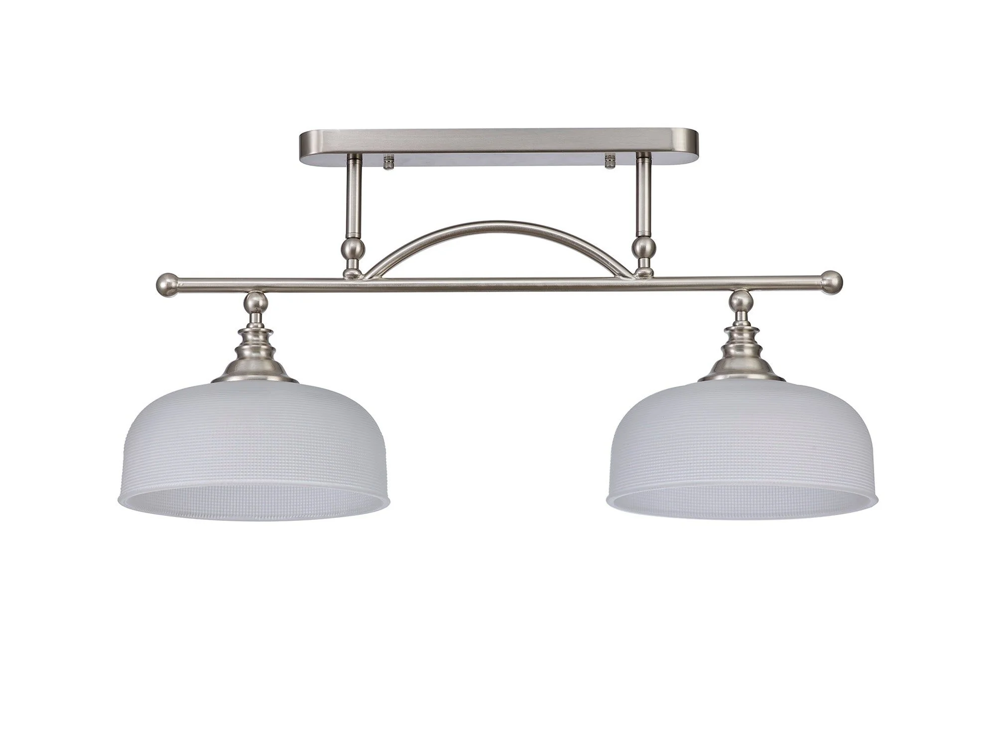 Cleron Semi Flush / Kitchen Light, 2/3, Satin Nickel, Polished Nickel, Antique Brass / Prismatic Glass - Image 21