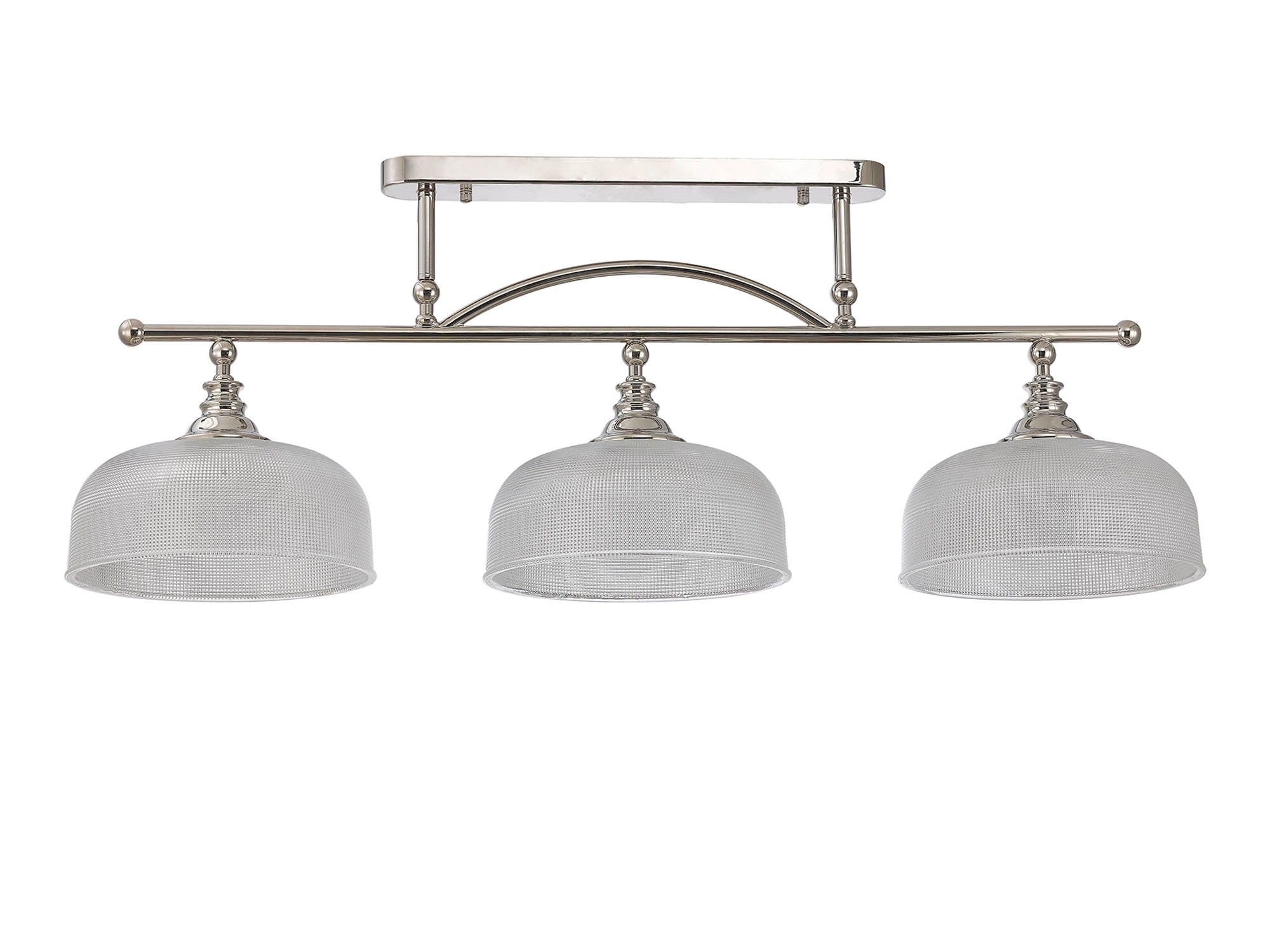 Cleron Semi Flush / Kitchen Light, 2/3, Satin Nickel, Polished Nickel, Antique Brass / Prismatic Glass - Image 24