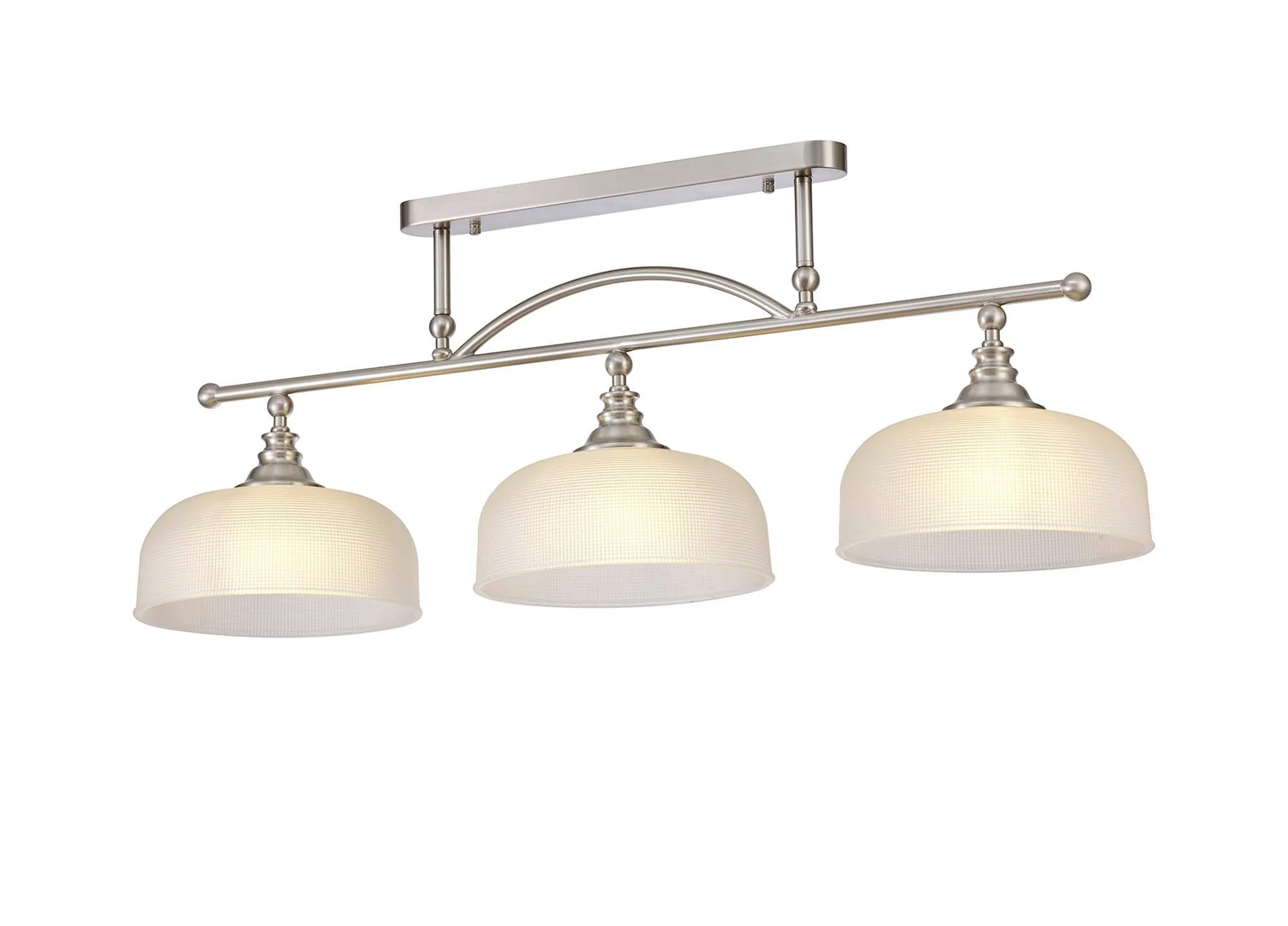 Cleron Semi Flush / Kitchen Light, 2/3, Satin Nickel, Polished Nickel, Antique Brass / Prismatic Glass - Image 3