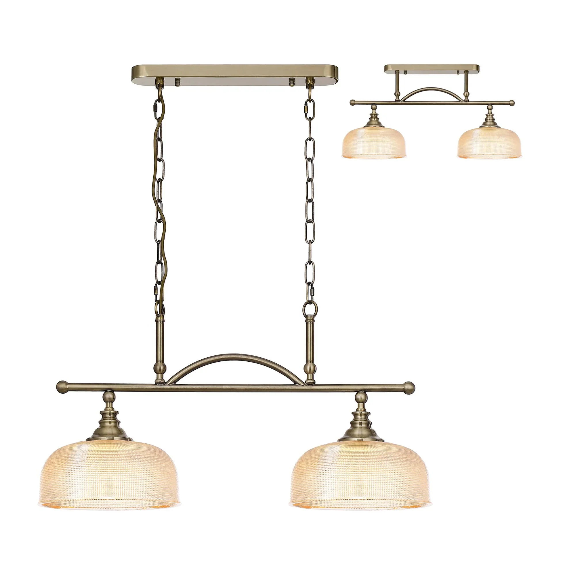 Cleron Semi Flush / Kitchen Light, 2/3, Satin Nickel, Polished Nickel, Antique Brass / Prismatic Glass - Image 31