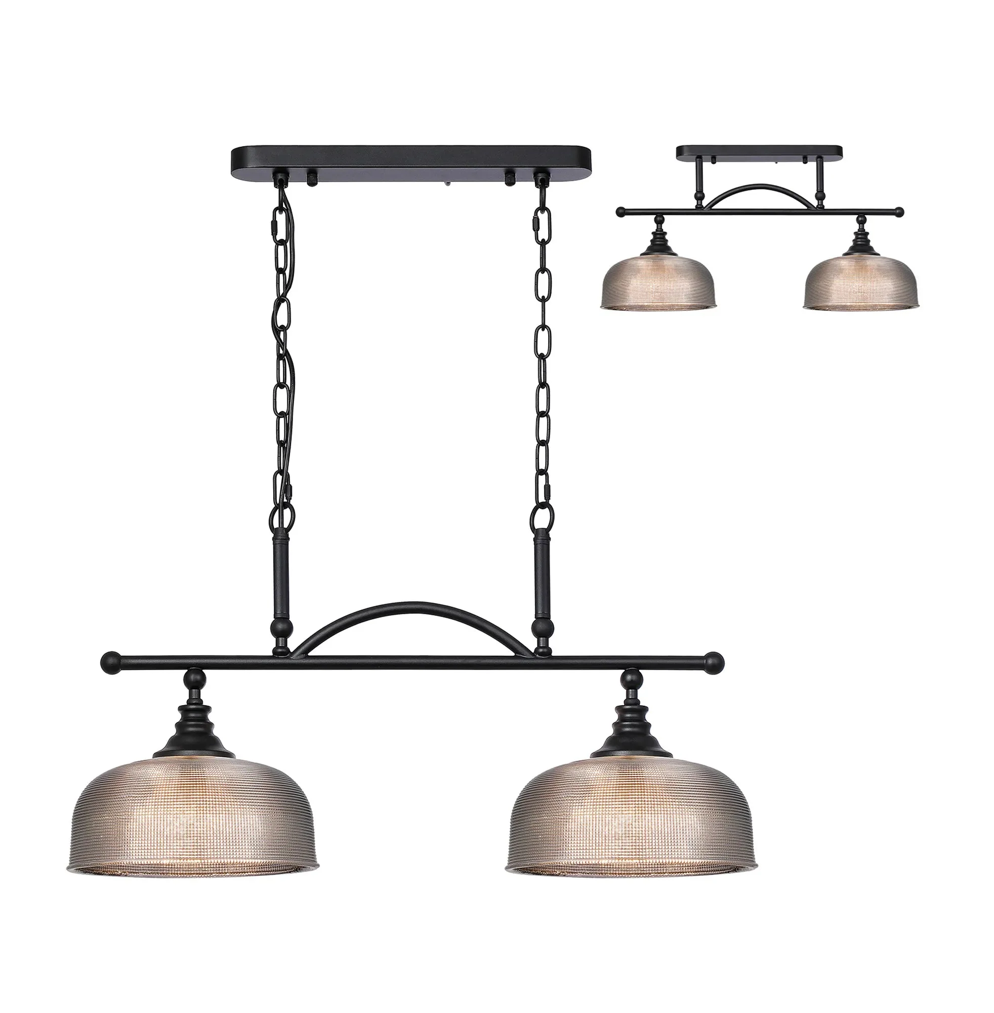 Cleron Semi Flush / Kitchen Light, 2/3, Satin Nickel, Polished Nickel, Antique Brass / Prismatic Glass - Image 34
