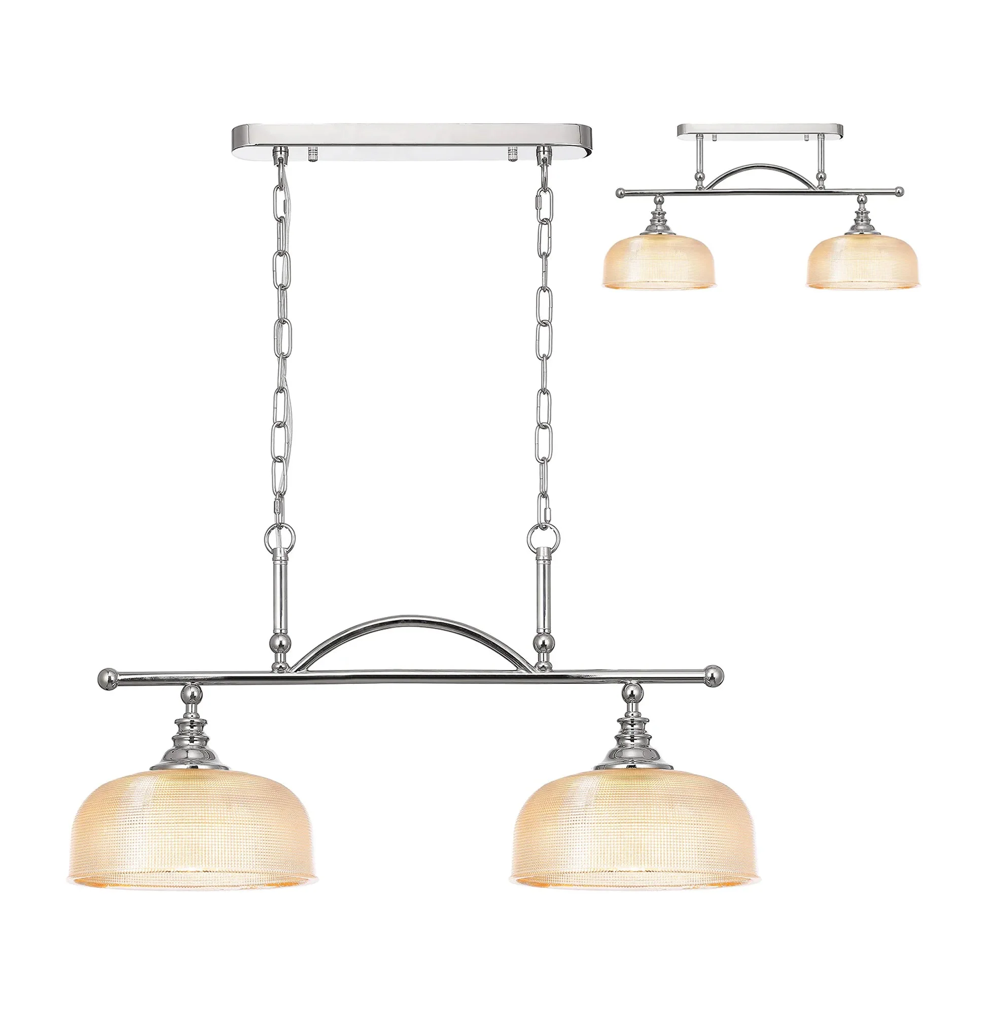 Cleron Semi Flush / Kitchen Light, 2/3, Satin Nickel, Polished Nickel, Antique Brass / Prismatic Glass - Image 35