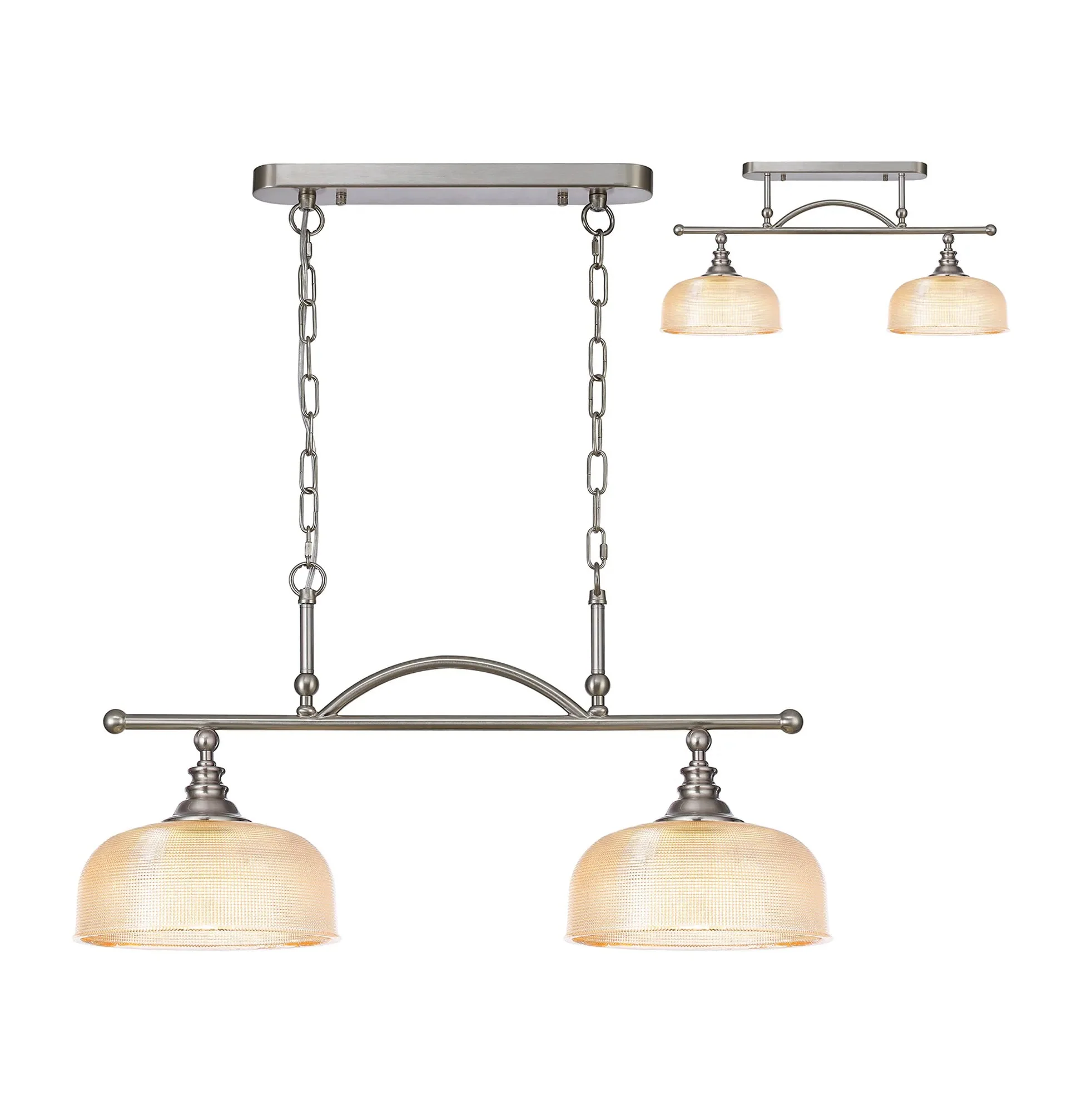 Cleron Semi Flush / Kitchen Light, 2/3, Satin Nickel, Polished Nickel, Antique Brass / Prismatic Glass - Image 36